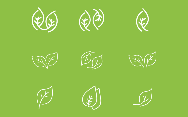 Leaf line art icon sets free vector template Icon Set