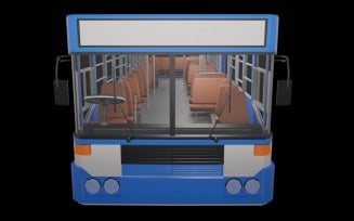 Low - Poly Thai City Bus Blue White Yellow Color Model