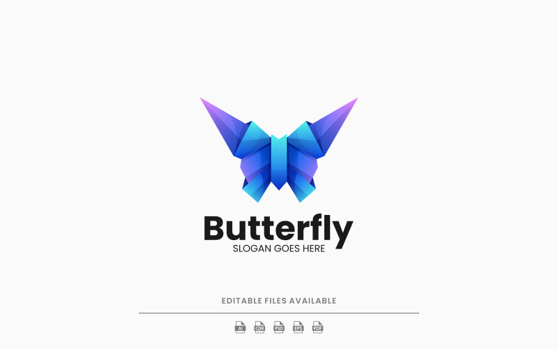 Butterfly Gradient Low Poly Logo Design Logo Template