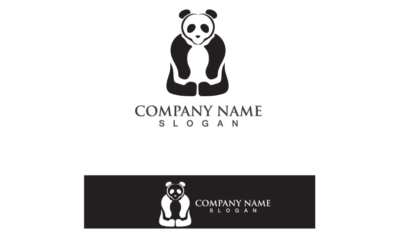 Panda Logo Black And White Head Vector V15 Logo Template