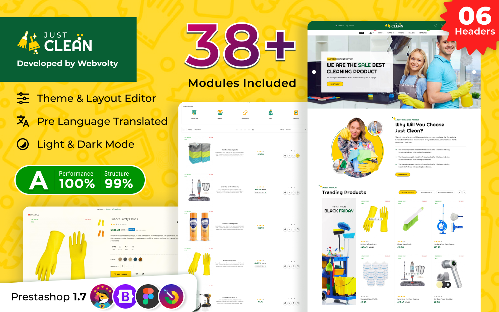 Just Clean Home, Office and Floor Cleaner Best PrestaShop 8.0 themes