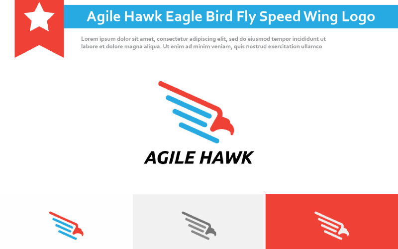 Agile Hawk Eagle Bird Fly Speed Wing Simple Logo Logo Template