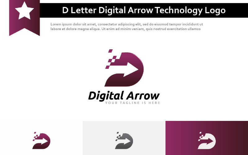 D Letter Digital Arrow Modern Technology Internet Logo Logo Template