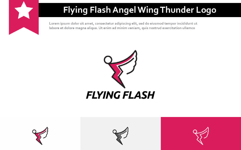 Flying Flash Angel Wing Thunder Power Energy Logo Logo Template