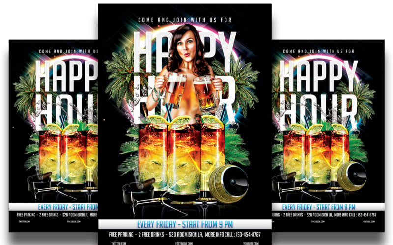 Happy Hour Flyer Template Corporate Identity