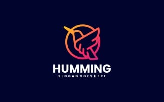 Hummingbird Line Art Gradient Logo Design