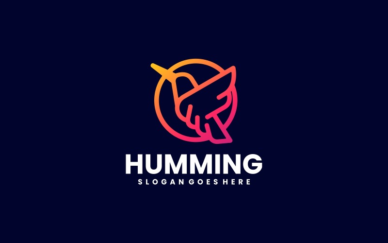 Hummingbird Line Art Gradient Logo Design Logo Template