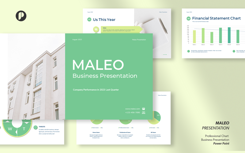 Maleo – green lake professional chart business presentation PowerPoint Template