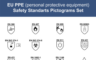 PPE Safety EN Standards Pictogram Set
