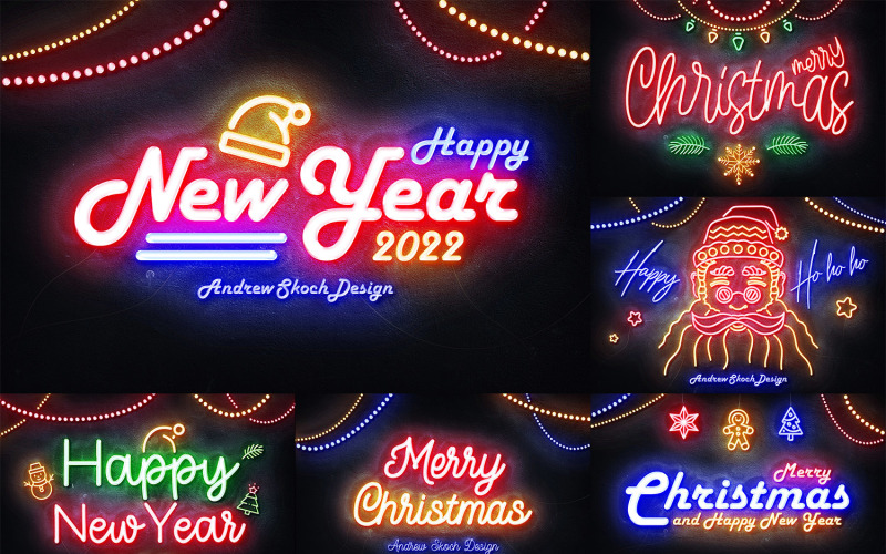 Christmas Neon Text Effects Illustration