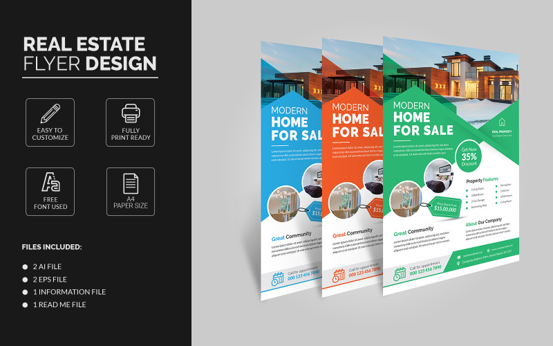 Real Estate Flyer | Luxury Real Estate | Advertisement Flyer Template Corporate Identity