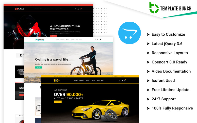 StockAuto - Autoparts and Motorcycle Parts with Bicycle - Responsive OpenCart Theme for eCommerce OpenCart Template