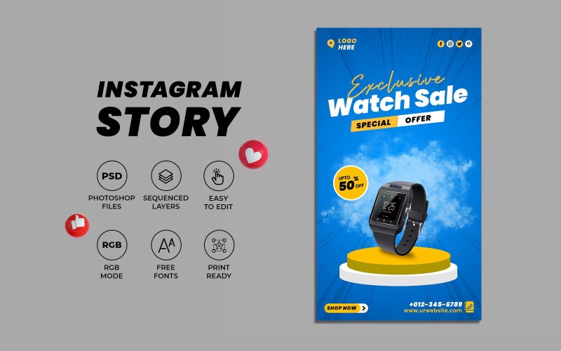 Watch Sale Instagram Story Template Social Media