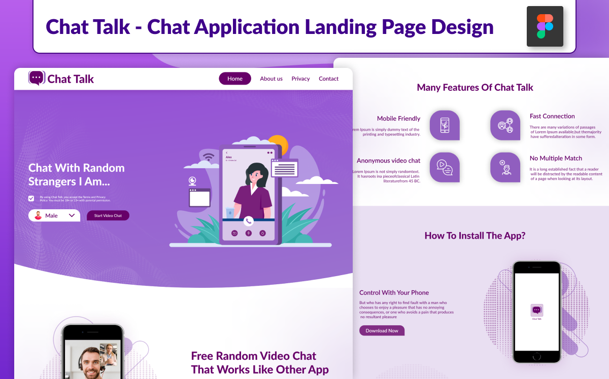 Chat Talk - Chat Application Landing Page Figma Kit