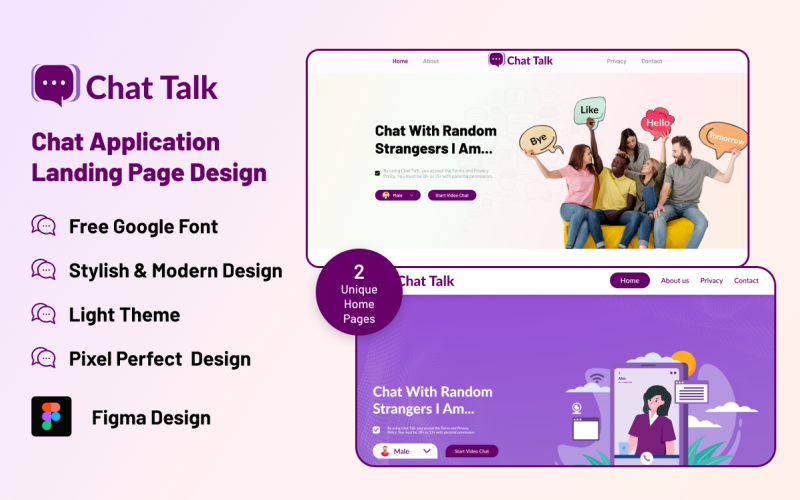 Chat Talk - Chat Application Landing Page Figma Kit UI Element