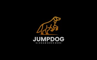 Jump Dog Line Art Logo Design