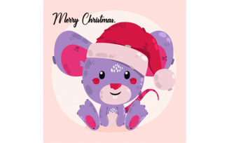 Mouse with Santa Hat Illustration