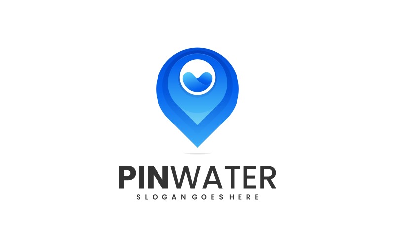 Pin Water Gradient Logo Style Logo Template