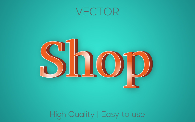 premium Shop | 3D Realistic Shop Text Style | Shop Editable Vector Text Effect Illustration