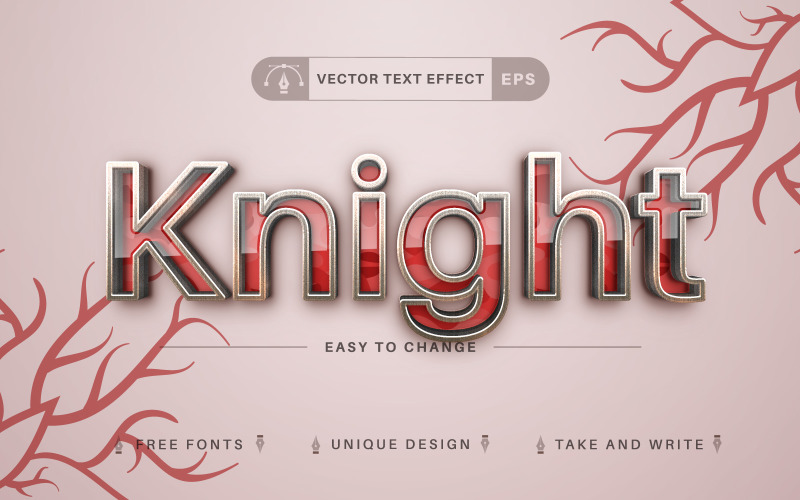 Red Knight - Editable Text Effect, Font Style Illustration