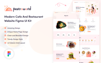 Restro World - Modern Cafe and Restaurant Website Figma UI Kit