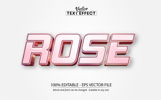 Rose - Editable Text Effect, Calligraphy Metallic Shiny Rose Gold Text Style, Graphics Illustration