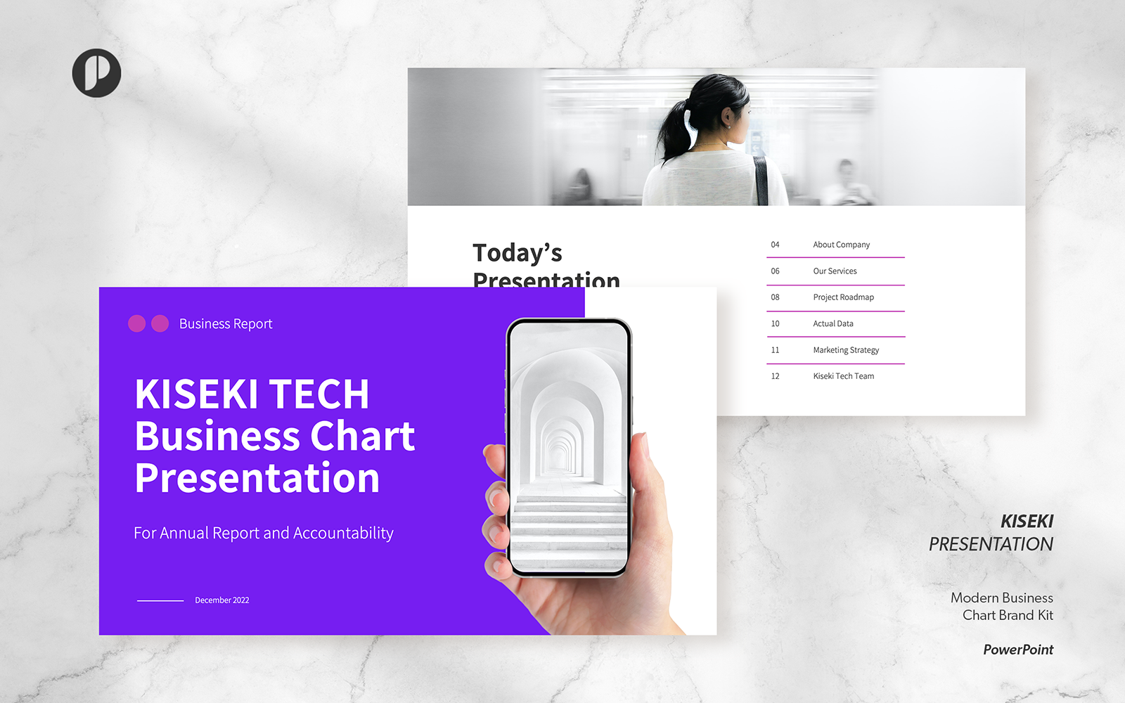 Kiseki – energetic purple modern business chart presentation