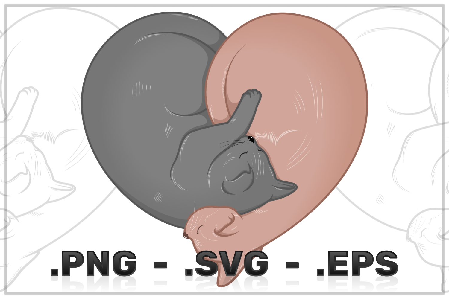 Heart Shaped Cat Vector Design