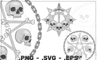 Bone Star Skull Vector Design With Chains