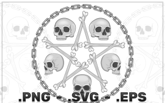 Bone Star Skull Vector Design With Chains