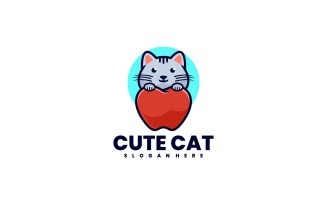 Cute Cat Simple Logo Design