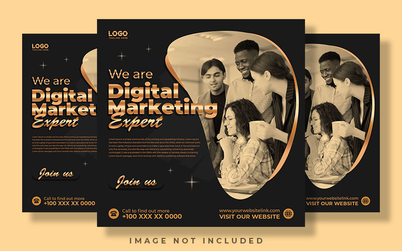 Digital Marketing Gold Black Social Media Post
