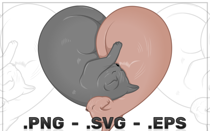 Heart Shaped Cat Vector Design Vector Graphic