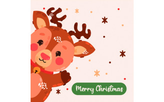 Merry Christmas with Deer Character Illustration