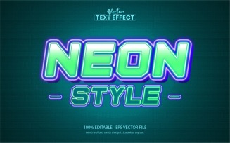 Neon Style - Editable Text Effect, Green Neon Light Text Style, Graphics Illustration