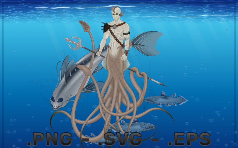 Sea Mythological Creature Vector Design Vector Graphic