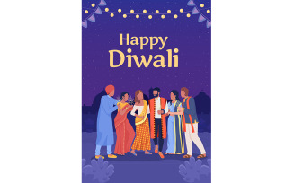 Diwali celebration flat vector banner template