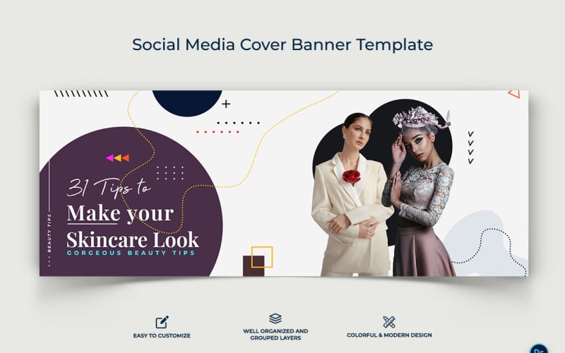 Beauty Tips Facebook Cover Banner Design Template-10 Social Media