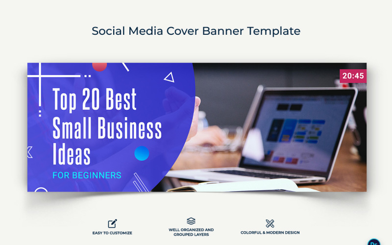 Business Service Facebook Cover Banner Design Template-01 Social Media