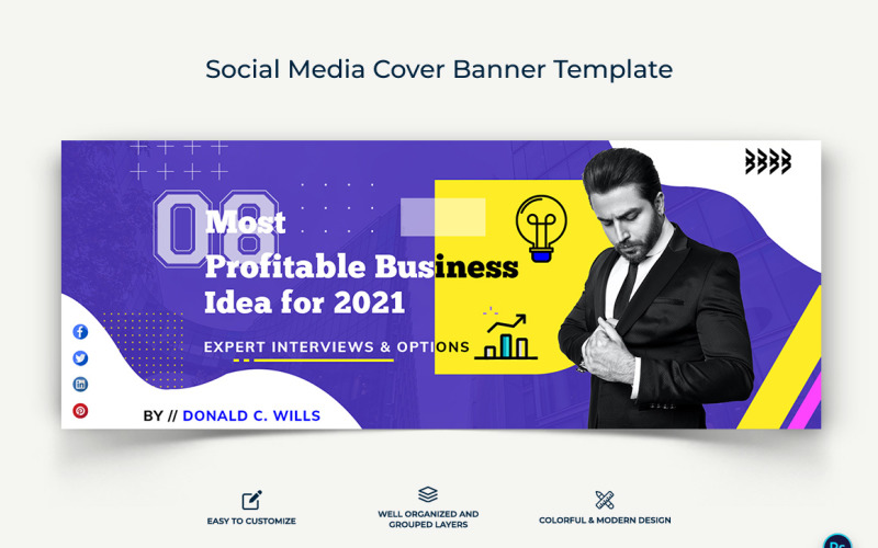 Business Service Facebook Cover Banner Design Template-05 Social Media