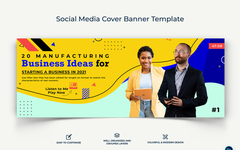 Business Service Facebook Cover Banner Design Template-07 Social Media