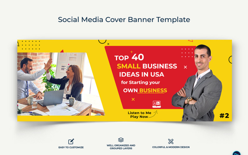 Business Service Facebook Cover Banner Design Template-08 Social Media