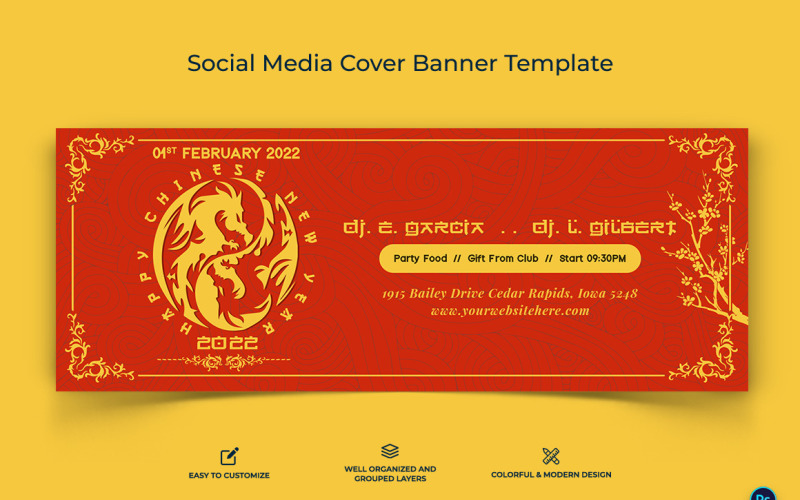 Chinese New Year Facebook Cover Banner Design Template-03 Social Media