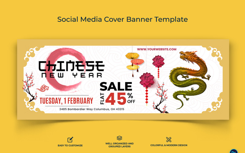 Chinese New Year Facebook Cover Banner Design Template-10 Social Media