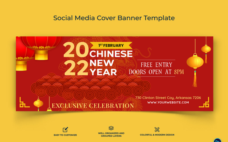Chinese New Year Facebook Cover Banner Design Template-11 Social Media