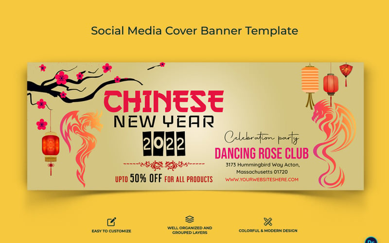 Chinese New Year Facebook Cover Banner Design Template-12 Social Media