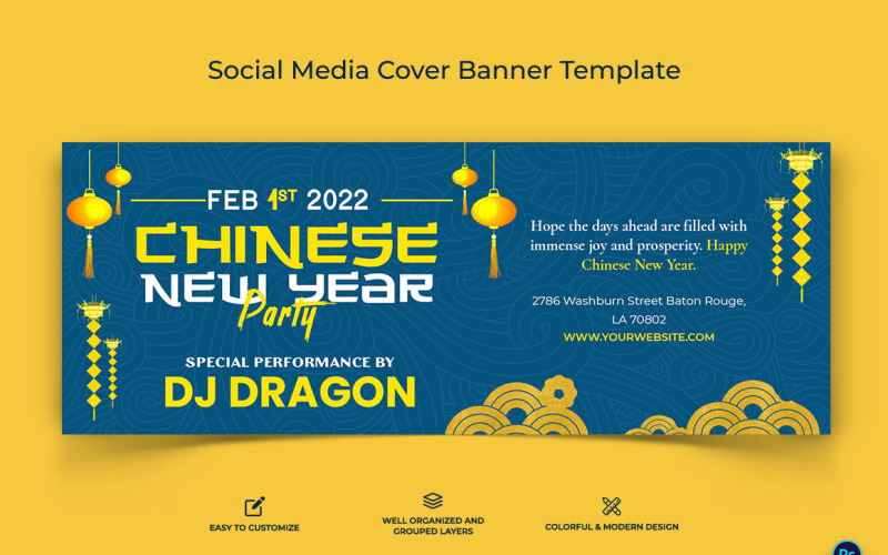 Chinese New Year Facebook Cover Banner Design Template-14 Social Media