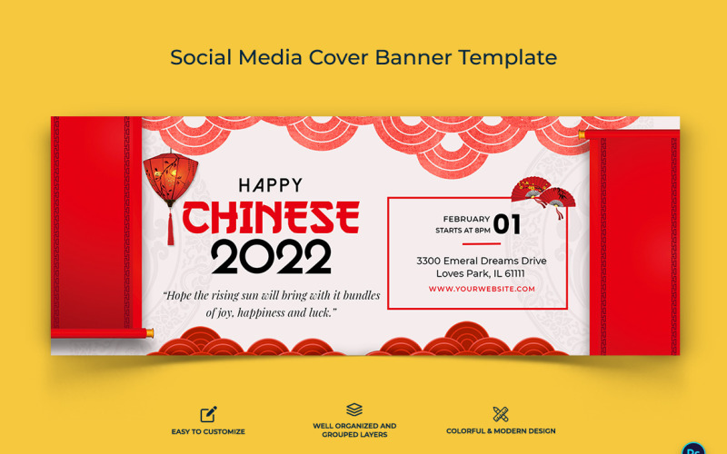 Chinese New Year Facebook Cover Banner Design Template-15 Social Media