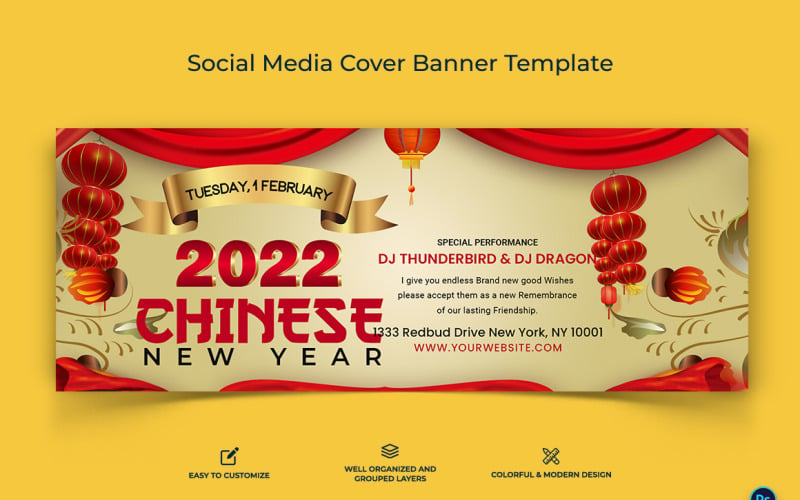 Chinese New Year Facebook Cover Banner Design Template-16 Social Media