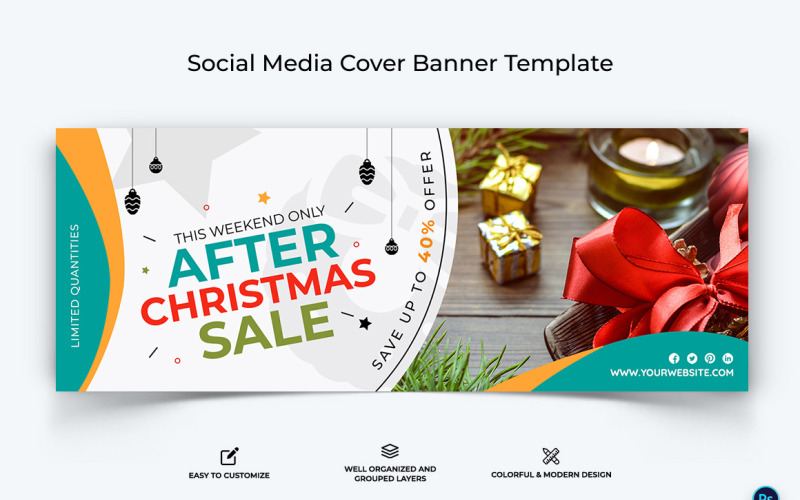 Christmas Sale Offer Facebook Cover Banner Design Template-04 Social Media